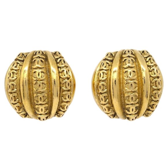 Chanel Gold Button Earrings Clip-On - Picture 1 of 4